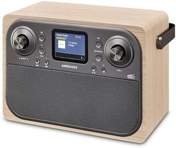 MEDION P66700 Radio Dab+ (Radio-réveil Dab Plus FM, écran Couleur TFT à intensité Variable, Bluetooth, Horloge 12/24 h, réveil, boîtier en Bois, Prise Casque, AUX, antenne Tige) crème