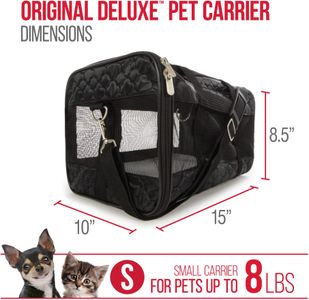 Sherpa Deluxe Travel Pet Carrier, Airline Approved – Small, Black Lattice