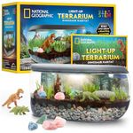 NATIONAL GEOGRAPHIC Light Up Terrarium Kit for Kids - Build a Dinosaur Habitat with Real Plants & Gemstones, Science Kit, Dinosaur Toys for Kids (Amazon Exclusive)