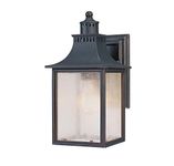 Savoy House Lighting 5-254-25 Monte Grande Collection 1-Light Outdoor Wall Mount 11.5-Inch Lantern, Slate with Pale Cream Seeded Glass