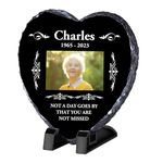 Personalised Memorial Plaque, Custom Rock Slate Frame with Photo Text, Customised Memorial Gifts for Loss of Loved One, Cemetery Decorations for Grave