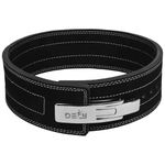 DEFY Power Lifting Belt Lever Buckle Genuine Leather 10MM Gym Training Exercise Belt Black (2XL)