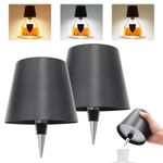 Wireless Wine Bottle Light Head,LED Wireless Bottle Lamp with 3 Modes Light Dimming Pridola, Rechargeable Touch Control Wine Bottle for Any Bottle,Bedroom,Restaurant & Bar (Black 3 Colors, 2PCS)