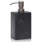 Matte Black Marble Style Soap Dispenser for Bathroom/Kitchen Sink Refillable Liquid Hand Dish Soap Bottle with Rust-Proof Silver Pump Resin Bathroom Countertop Organizer Shampoo Dispenser(430ml)