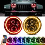 YEEGO DIRECT For Jee-p Wrangler Headlights 1997-2018 7 inch LED Headlights Round Halo Headlight RGB Halo Angel Eye for Wrangler JKU JK LJ CJ TJ Sahara Sport Rubicon