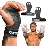 JerkFit RAW Grips 2 Finger Leather Hand Grips for Weightlifting, Calisthenics, Pull Ups, WODs, Gymnastics, and Cross Training, with Full Palm Protection to Prevent Rips & Blisters (XL)