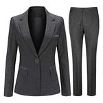 YYNUDA Women's 2 Piece Suit Work Office Blazer Trouser Formal Jacket Suits Grey L