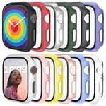 Jomitvp Apple Watch Series 7 41mm 45mm Hard PC Case with Tempered Glass Screen Protector , All Around Protector Bumper Frame Cover Compatible for iWatch Series 7 Smartwatch (44mm, Black/Silver/Clear/Green/Gray/Red/Purple/Yellow/White/pink/Rose Gold/Ice Blue)