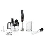 Bosch ErgoMaster Series 4 MSM4B670GB Pressure Controlled Speed 2 in 1 Hand Blender with Mini Food Processor, Beaker and Whisk, Stainless Steel Blade, 1000 W Motor, Black