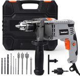 MERXENG Rotary Hammer Drill, Electric Hammer Drill Corded 7.5-Amp 3000RPM Heavy Duty Power Hammer Drills With Aluminum Alloy Housing, 15 Drill Bits & Toolbox, for Concrete, Home Improvement