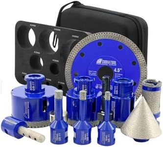 SHDIATOOL Diamond Drill Bits Kit - Core Bits Hole Saw Sets,Mould Guide for Drilling Porcelain Tile Marble Ceramic Granite with Hollow EVA Guide Jig 12pcs(6/8/10/35/50/65/10/25MM/2in/HEX+SDS+4.5in)