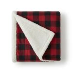 Eddie Bauer - Blanket, Super Soft Reversible Sherpa & Brushed Fleece Bedding, Throw Blankets for Couch, Ideal for Lounging (Cabin Plaid Red)