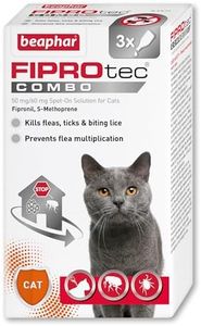 Beaphar - FIPROtec® COMBO for Cats – 3 pipettes - Kills Fleas, Flea Eggs, Flea Larvae & Ticks - Stops Fleas Multiplying on Pet and in Home - Vet Strength Cat Flea Treatment