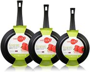 WECOOK ECOGREEN 3-Piece Set of Pans 18-22-26 cm Aluminium Induction Eco-Friendly Non-Stick Coating Without PFOA, Dishwasher Cleaning, Suitable for All Cookers, Ceramic Hobs, Gas