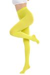 CozyWow 80D Semi Opaque Tights for Women Soft & Elastic Women's Stockings High Waist Pantyhose & Coloured Tights Yellow-S