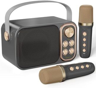 BESCOST Mini Karaoke Machine for Kids Adults, Portable Bluetooth Speaker with 2 Wireless Microphones, Kids Karaoke Machine for Girls Boys, Toys Birthday Gifts for 3-12+ Years Old Toddler (Black)