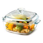 0.8L Square Casserole Dish with Lid Oven Safe, 15cm Covered Glass Oven Dish With Lid