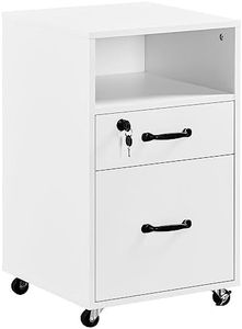 Yaheetech File Cabinet Mobile Filing Cabinets Filing Pedestal with 2 Drawers and 1-Open Shelf Vintage Printer Stand for or A4 Lette Home and Office, White