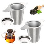 2 Pack Tea Infuser Stainless Steel Mesh Strainer, Tea Strainer Steeper Filter with Double Handles for Hanging on Teapots, Mugs, Cups to Steep Loose Leaf Tea and Coffee, Large Capacity (Silver)