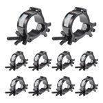 10PCS Truss Clamp Black Stage Light Clamp, GZhuoNan Professional 1.89-2.04 Inch (48-52mm）Aluminium Light Clamps with TUV Certified, Heavy Duty 220lb Lighting Clamps, Fit for 2 Inch OD Tube/Pipe