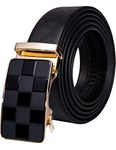 Barry.Wang Check Belt for Men Wedding Dress Business Gold Buckle Ratchet Black Leather Gift Jeans Chess Designer