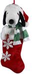 Peanuts Kurt Adler 21-Inch Snoopy Plush Head Stocking with Snowflake Dangles