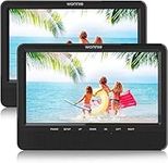 WONNIE 10'' Dual Car DVD Player Portable for Trip Travel Built-in 5 Hours Rechargeable Battery, Last Memory&USB&SD Slot(1 Player and 1 Monitor)