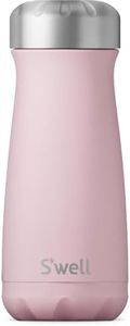 S'well Stainless Steel Traveler, 16oz, Pink Topaz, Triple Layered Vacuum Insulated Containers Keeps Drinks Cold for 24 Hours and Hot for 12, BPA Free, Easy Carrying On The Go