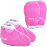 New Road Beauty Paraffin Wax Mitts for Hand and Foot, Thick Heat Therapy Insulated Terry Cloth for Paraffin Treatments, Use for Pedicure Foot Spa - Pink