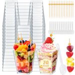 Jupwalz 70Pack Plastic Dessert Cups, 5oz Mini Dessert Shooter Cups with 70Pcs Spoons and 50Pcs Cocktail Picks, Parfait Cups for Pudding Fruit Ice Cream Jello