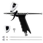 Gaahleri Airbrush Kit, Airbrush Gun Dual Action Gravity Feed Set, 0.38 & 0.5mm Needles, 1/2 & 1/4 OZ Fluid Cup, Multi-Purpose Air Brush Makeup Model Coloring Painting Nail Art Tattoo