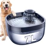 FEELNEEDY Dog Water Fountain, 7L/237oz Large Automatic Water Fountain for Multi-Pet, Super Quiet with Quadruple Filtration/Smart Safe Pump, Cat Water Fountain with 2 Replacement Filters Blue(FN-W05)