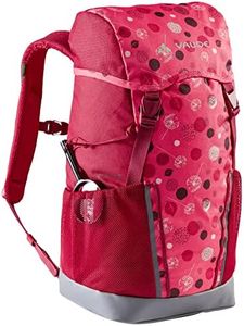 VAUDE Kinderrucksack Jungen & Mädchen Puck Blätter, komfortabler Wanderrucksack Kinder 14L, Wetterfester Schulrucksack mit Regenhülle & Lupe, viel Stauraum