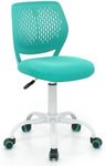 Giantex Kids Desk Chair, Armless Mesh Children Study Seat, Swivel Teen Desk Computer Chair with Adjustable Height & Lumbar Support, Turquoise