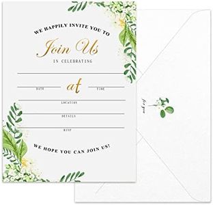 12 Invitations with Envelopes for all Occasions, Blank Fill-in Floral Watercolors Invites Perfect for: Wedding, Bridal Showers, Engagement, Birthday Party or Special Event (686-1)