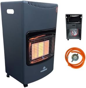 NEW Large Portable Gas Heater 4.2kW, Mobile Indoor Electric Ignition, LPG/Butane/Propane with Wheels, Energy Efficient, Low Running Cost and Regulator & Hose