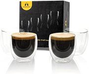 LEMONSODA Double Wall Insulated Glass Coffee Cups - Hot & Cold Beverages - Insulated Thermal Mugs Glasses For Tea, Coffee, Latte, Cappucino, Cafe, Milk - (Set of 4-250ml)