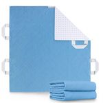 Positioning Bed Pad with 4 Handles 2 Pack, Washable and Reusable Incontinence Hospital Bed Pads for Adults, Elderly, Kids, Toddler, 34'' x 52'', Blue