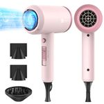 Slopehill Professional Ionic Hair Dryer, Powerful 1800W Fast Drying Low Noise Blow Dryer with 2 Concentrator Nozzle 1 Diffuser Attachments for Home Salon Travel (Pottery Pink and Rose Gold)