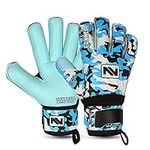 CONNECT Goalkeeper/Goalie Gloves Extreme Grip for Kids, Youth & Adult, Finger Support, Soccer Gloves for Boys, Girls & Junior Keepers Football Gloves for Training, Size 4/5/6/7 (CYAN, 6)