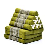 Leewadee - Comfortable Japanese Floor Mattress - Thai Floor Bed With Triangle Cushion - Futon Mattress - Thai Massage Mat, 170 x 53 cm, Green, Kapok Filling