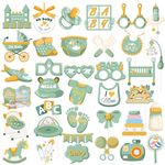 SUNBEAUTY 36 PCS Sage Green Baby Shower Photo Booth Props Sage Green Baby Shower Decorations Neutral Baby Shower Decorations Greenery Baby Shower Decorations Oh Baby Baby Shower Decorations