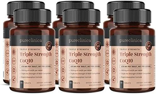 CoQ10 300mg x 540 comprimés (6 bouteilles de 90 comprimés chacune – Quantité pour 18 mois) avec de la vitamine C et de l'extrait de poivre noir. REF : CQ3x6