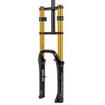 ZFF Fat Bike Fork 20'' Snow Air Suspension 4.0 Tire Front Forks Double Shoulder 1-1/8'' Straight Travel 110mm Rebound Adjust QR 9mm for Beach XC MTB (Color : Gold, Size 20'')