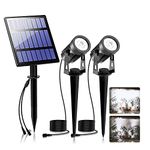 T-SUNUS Solar LED Spot Lights, Waterproof Outdoor Solar Spotlight for Backyard Landscape Driveway Patio Gardens Lawn,Dusk to Dawn Auto On Off (6000K-Daylight)