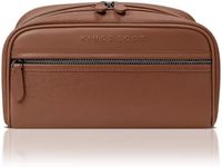 Kings Loot Premium Dopp Kit, Leather Travel Toiletry Bag, Bourbon