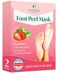 Plantifique Foot Peel 2 Pack - Mask Foot Mask Dermatologically Tested Repair Heels & Removes Dry Dead Skin for Soft Baby Feet - Exfoliating Peel Mask for Hard Skin Peeling (Strawberry)