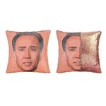 Mermaid Pillow Cover, Nicolas Cage Pillow Case Magic Reversible Sequin Pillow Cover Decorative Throw Cushion Case Set of 2