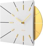 Driini Mid Century Modern Wall Clock – Square White Clock with Decorative Gold Accent- Unique Modern Clock, Battery Operated - MCM Wall Clock & Decorative Wall Clock for Mid Century Modern Decor.