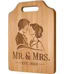 Giftasy Wedding Gifts for Bride and Groom - Unique Handmade Engraved Cutting Board, Kitchen Gifts for Couple, Mr and Mrs Gifts, Anniversary Engagement Wedding Day Presents for Couple